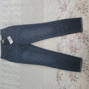 Justice Girls studded denim jeans jegging size 8 dark blue  .